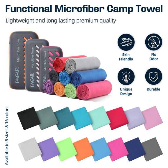 BAGAIL Mikrofaser Handtuch - Kompakt, Ultra Leicht, Schnelltrocknend - Microfaser Handtücher mit Atmungsaktive Eva Box - Perfekte Sporthandtuch, Strandhandtuch, Reisehandtuch und Badehandtücher