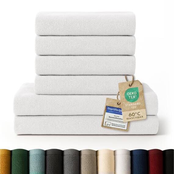 Blumtal Premium Frottier Handtücher Set 4 teilig 100% Baumwolle - Oeko-TEX zertifiziertes Badetuch 2X (70x140 cm) + Towel 4X (50x100 cm) - Ultra saugstarkes Frottiertücher Set - Handtücher Weiß