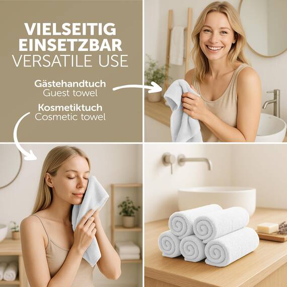 Blumtal Premium Frottier Gästehandtücher Set 24 teilig 100% Baumwolle - Oeko-TEX zertifiziertes Gästehandtuch 24x (30x30 cm) - Ultra saugstarkes Gästetücher Set waschbar °60 - Handtücher Weiß