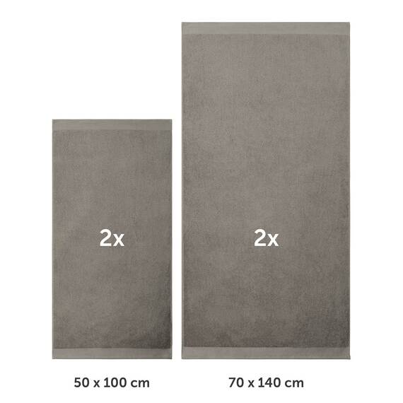 Blumtal Premium Frottier Handtücher Set 4 teilig 100% Baumwolle - Oeko-TEX zertifiziertes Badetuch 2X (70x140 cm) + Towel 2X (50x100 cm) - Ultra saugstarkes Frottiertücher Set - Handtücher Grau