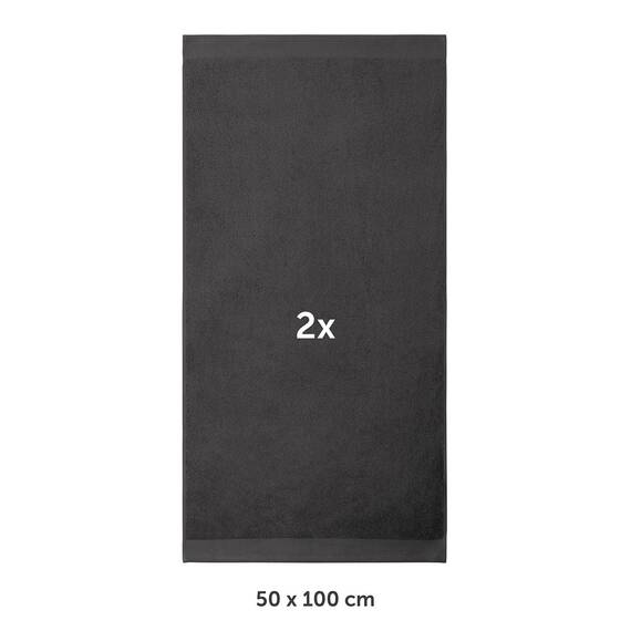 Blumtal Premium Frottier Handtücher Set 2 teilig 100% Baumwolle - Oeko-TEX zertifiziertes Towel 2X (50x100 cm) - Ultra saugstarkes Frottier Handtücher Set waschbar °60 - Handtücher Anthrazit
