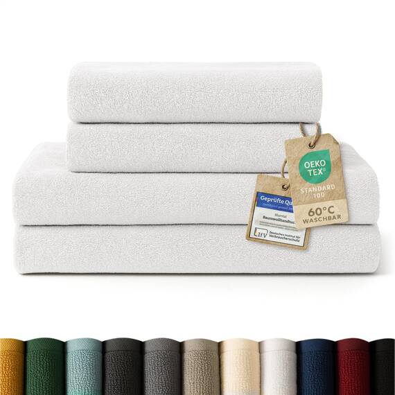 Blumtal Premium Frottier Handtücher Set 4 teilig 100% Baumwolle - Oeko-TEX zertifiziertes Badetuch 2X (70x140 cm) + Towel 2X (50x100 cm) - Ultra saugstarkes Frottiertücher Set - Handtücher Weiß