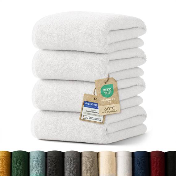 Blumtal Premium Frottier Handtücher Set 4 teilig 100% Baumwolle - Oeko-TEX zertifiziertes Towel 4X (50x100 cm) - Ultra saugstarkes Frottiertücher Set waschbar °60 - Handtücher Weiß