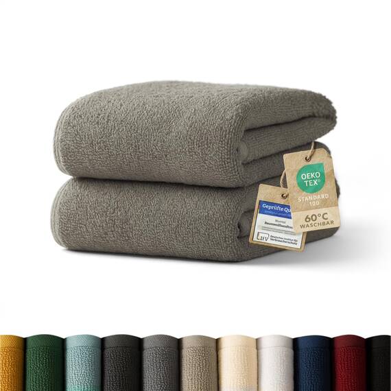Blumtal Premium Frottier Handtücher Set 2 teilig 100% Baumwolle - Oeko-TEX zertifiziertes Towel 2X (50x100 cm) - Ultra saugstarkes Frottier Handtücher Set waschbar °60 - Handtücher Grau