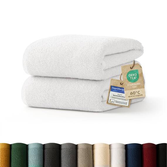 Blumtal Premium Frottier Handtücher Set 2 teilig 100% Baumwolle - Oeko-TEX zertifiziertes Towel 2X (50x100 cm) - Ultra saugstarkes Frottiertücher Set waschbar °60 - Handtücher Weiß