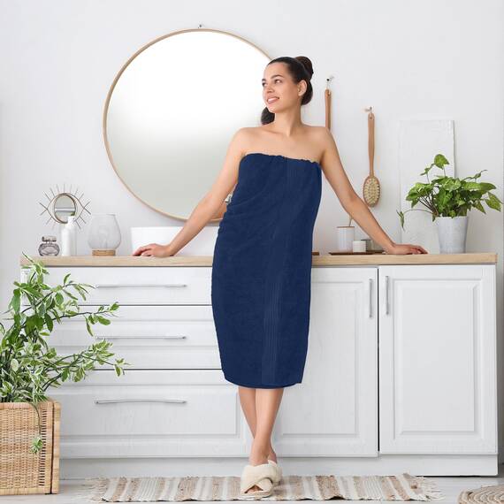 Utopia Towels - 2er Großes Badetuch mit Aufhänger - 100% gekämmte ringgesponnene Baumwolle, sehr saugfähig große Badetücher 90 x 180 cm, hochwertiges Saunatuch (Marineblau)