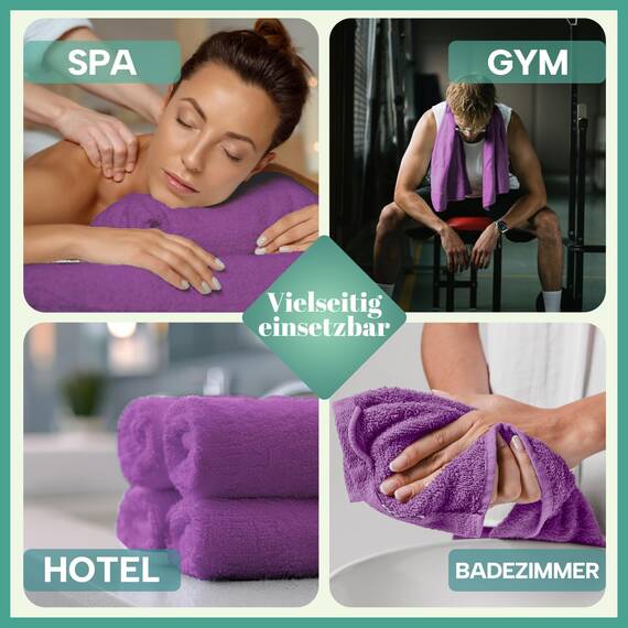 NatureMark 8 Handtücher Set - 100% Baumwolle - Saugfähige und langlebige Handtücher, Größe 50×100 cm, Lila
