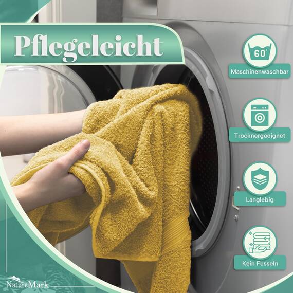 NatureMark 8 Handtücher Set - 100% Baumwolle - Saugfähige und langlebige Handtücher, Größe 50×100 cm, Gelb