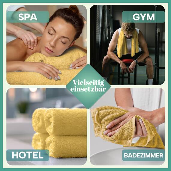 NatureMark 8 Handtücher Set - 100% Baumwolle - Saugfähige und langlebige Handtücher, Größe 50×100 cm, Gelb