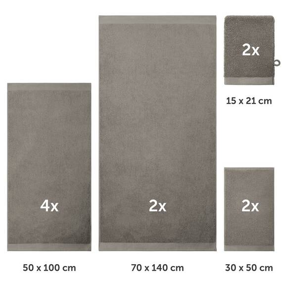 Blumtal Premium Frottier Handtücher Set 10 teilig 100% Baumwolle - Oeko-TEX zert. Badetuch 2X (70x140 cm) + Handtuch 4X (50x100 cm) + Gästehandtuch 2X (30x30 cm) + Waschlappen 2X (15x20 cm) - Grau