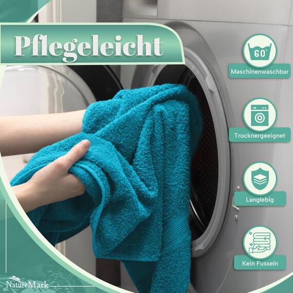 NatureMark 8 Handtücher Set - 100% Baumwolle - Saugfähige und langlebige Handtücher, Größe 50×100 cm, Türkis