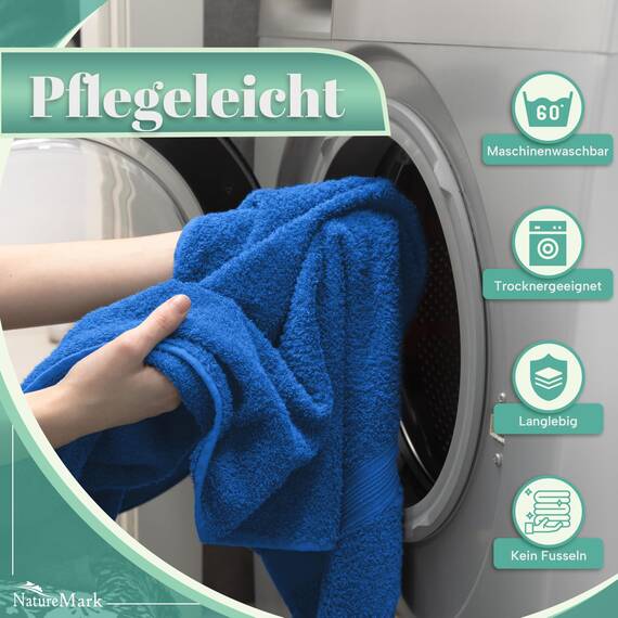 NatureMark 8 Handtücher Set - 100% Baumwolle - Saugfähige und langlebige Handtücher, Größe 50×100 cm, Royalblau