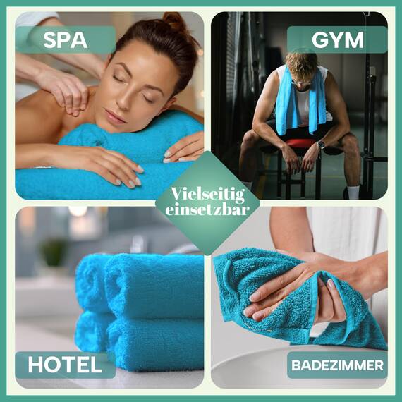NatureMark 8 Handtücher Set - 100% Baumwolle - Saugfähige und langlebige Handtücher, Größe 50×100 cm, Türkis