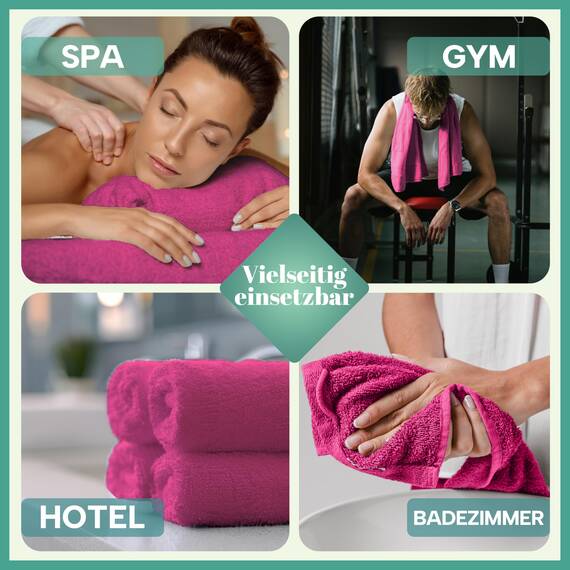 NatureMark 8 Handtücher Set - 100% Baumwolle - Saugfähige und langlebige Handtücher, Größe 50×100 cm, Pink