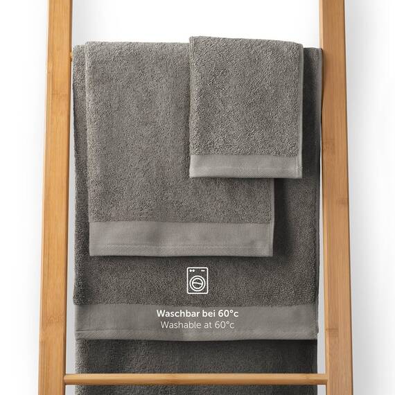 Blumtal Premium Frottier Handtücher Set 10 teilig 100% Baumwolle - Oeko-TEX zert. Badetuch 2X (70x140 cm) + Handtuch 4X (50x100 cm) + Gästehandtuch 2X (30x30 cm) + Waschlappen 2X (15x20 cm) - Grau