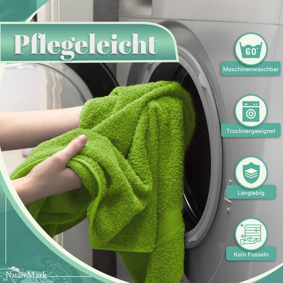 NatureMark 8 Handtücher Set - 100% Baumwolle - Saugfähige und langlebige Handtücher, Größe 50×100 cm, Apfelgrün