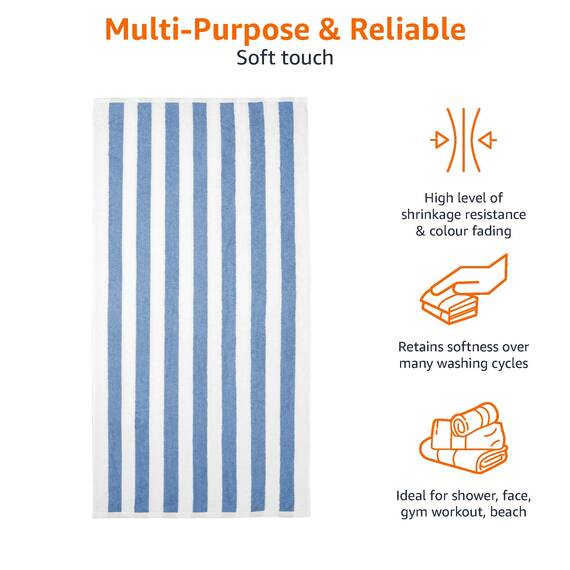Amazon Basics Pool und Strandtuch, 100 % Baumwolle, 76 x 152 cm, 2 Stück