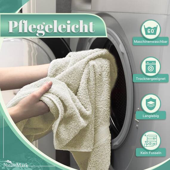 NatureMark 8 Handtücher Set - 100% Baumwolle - Saugfähige und langlebige Handtücher, Größe 50×100 cm, Natur/Creme