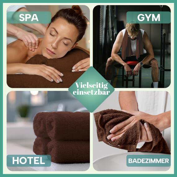 NatureMark 8 Handtücher Set - 100% Baumwolle - Saugfähige und langlebige Handtücher, Größe 50×100 cm, Schokobraun