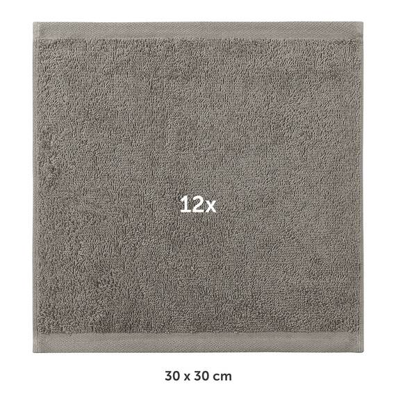Blumtal Premium Frottier Gästehandtücher Set 12 teilig 100% Baumwolle - Oeko-TEX zertifiziertes Gästehandtuch 12x (30x30 cm) - Ultra saugstarkes Gästetücher Set waschbar °60 - Handtücher Grau