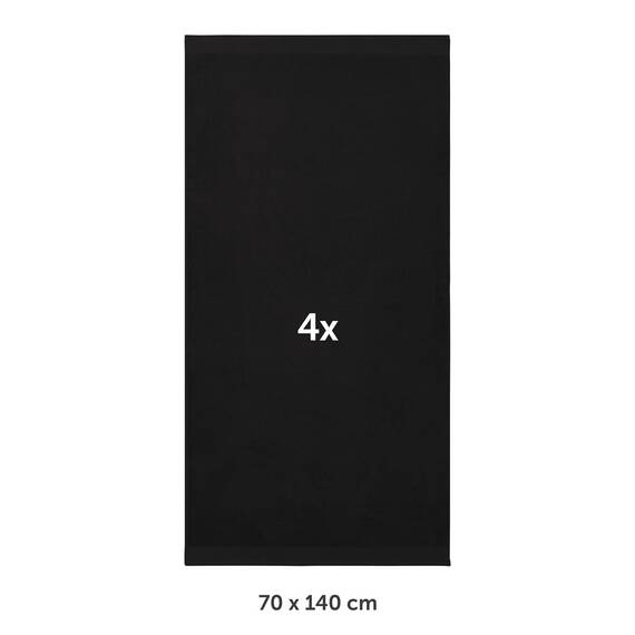 Blumtal Premium Frottier Handtücher Set 4 teilig 100% Baumwolle - Oeko-TEX zertifizierte Badetücher 70x140 cm (4X) - saugstarke Handtücher waschbar 60 °C - Duschhandtuch 70x140 Schwarz