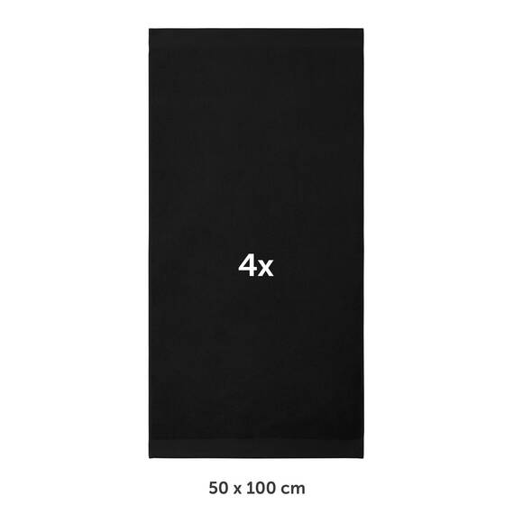 Blumtal Premium Frottier Handtücher Set 4 teilig 100% Baumwolle - Oeko-TEX zertifiziertes Towel 4X (50x100 cm) - Ultra saugstarkes Frottier Handtücher Set waschbar °60 - Handtuch Schwarz