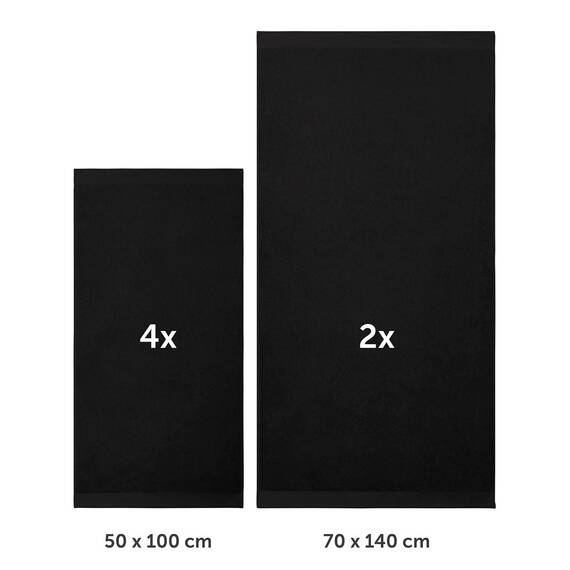Blumtal Premium Frottier Handtücher Set 4 teilig 100% Baumwolle - Oeko-TEX zertifiziertes Badetuch 2X (70x140 cm) + Towel 4X (50x100 cm) - saugstarkes Frottiertücher Set - Handtücher Schwarz