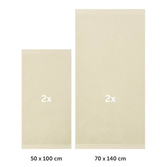 Blumtal Premium Frottier Handtücher Set 4 teilig 100% Baumwolle - Oeko-TEX zertifiziertes Badetuch 2X (70x140 cm) + Towel 2X (50x100 cm) - Ultra saugstarke Frottiertücher - Handtücher Set Beige