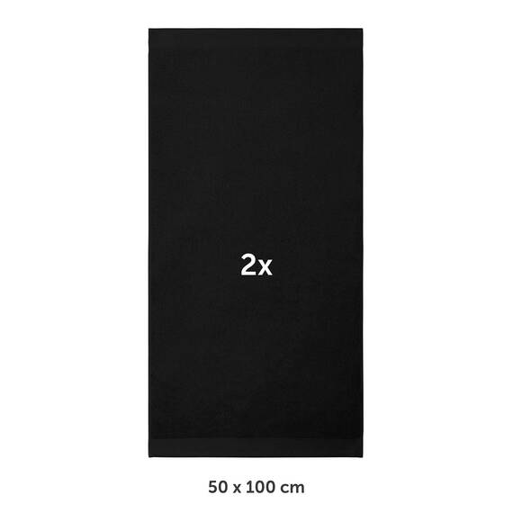 Blumtal Premium Frottier Handtücher Set 2 teilig 100% Baumwolle - Oeko-TEX zertifiziertes Towel 2X (50x100 cm) - Ultra saugstarkes Frottier Handtücher Set waschbar °60 - Handtuch Schwarz