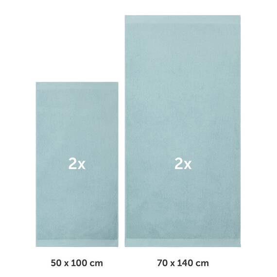 Blumtal Premium Frottier Handtücher Set 4 teilig 100% Baumwolle - Oeko-TEX zertifiziertes Badetuch 2X (70x140 cm) + Towel 2X (50x100 cm) - saugstarkes Frottiertücher Set - Handtücher Blau Hell