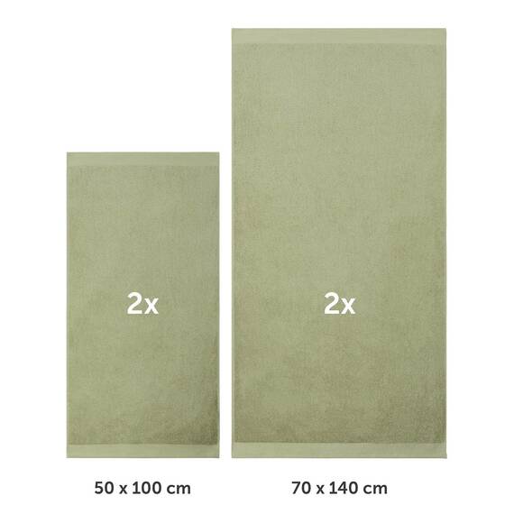 Blumtal Premium Frottier Handtücher Set 4 teilig 100% Baumwolle - Oeko-TEX zertifiziertes Badetuch 2X (70x140 cm) + Towel 2X (50x100 cm) - saugstarkes Frottiertücher Set - Handtücher Grün
