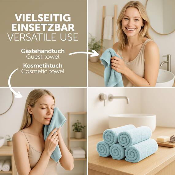 Blumtal Premium Frottier Gästehandtücher Set 24 teilig 100% Baumwolle - Oeko-TEX zertifiziertes Gästehandtuch 24x (30x30 cm) - Ultra saugstarkes Gästetücher Set waschbar °60 - Handtücher Hellblau