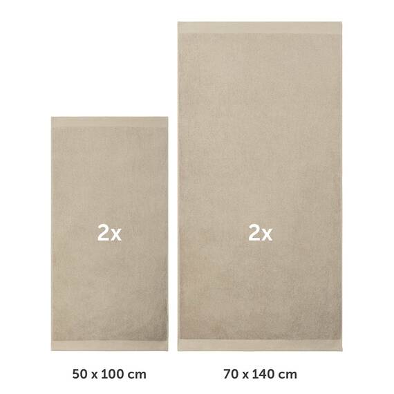 Blumtal Premium Frottier Handtücher Set 4 teilig 100% Baumwolle - Oeko-TEX zertifiziertes Badetuch 2X (70x140 cm) + Towel 2X (50x100 cm) - saugstarkes Frottiertücher Set - Handtücher Beige/Taupe