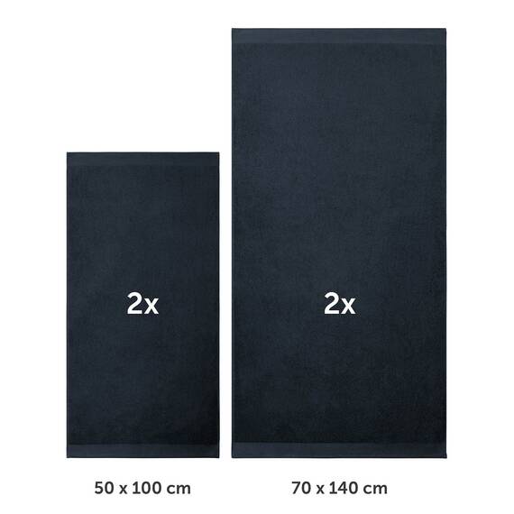 Blumtal Premium Frottier Handtücher Set 4 teilig 100% Baumwolle - Oeko-TEX zertifiziertes Badetuch 2X (70x140 cm) + Towel 2X (50x100 cm) - saugstarkes Frottiertücher Set - Handtücher Blau Dunkel