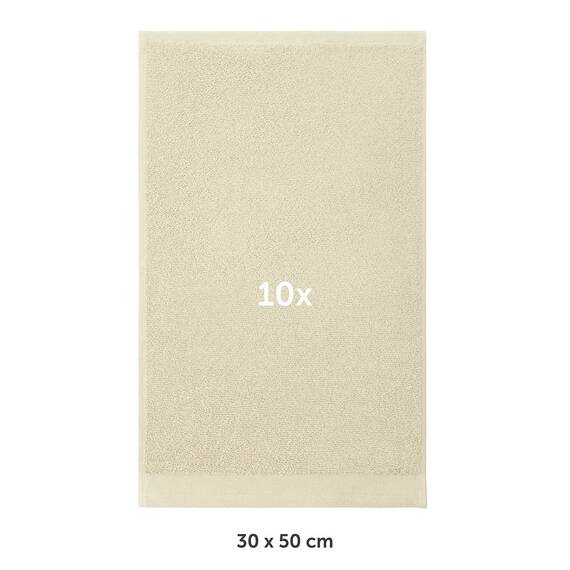 Blumtal Premium Frottier Gästehandtücher Set 10 teilig 100% Baumwolle - Oeko-TEX zertifiziertes Gästehandtuch 10x (30x50 cm) - Ultra saugstarkes Gästetücher Set waschbar °60 - Handtücher Beige