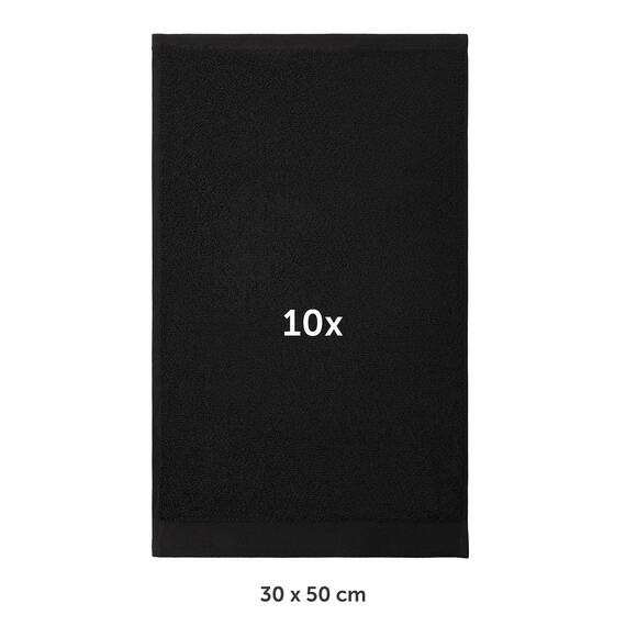 Blumtal Premium Frottier Gästehandtücher Set 10 teilig 100% Baumwolle - Oeko-TEX zertifiziertes Gästehandtuch 10x (30x50 cm) - Ultra saugstarkes Gästetücher Set waschbar °60 - Handtücher Schwarz
