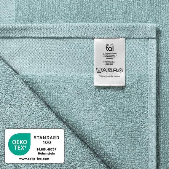 Blumtal Premium Frottier Handtücher Set 4 teilig 100% Baumwolle - Oeko-TEX zertifiziertes Badetuch 2X (70x140 cm) + Towel 4X (50x100 cm) - saugstarkes Frottiertücher Set - Handtücher Blau Hell