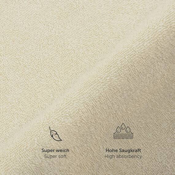 Blumtal Premium Frottier Handtücher Set 4 teilig 100% Baumwolle - Oeko-TEX zertifiziertes Badetuch 2X (70x140 cm) + Towel 2X (50x100 cm) - Ultra saugstarke Frottiertücher - Handtücher Set Beige
