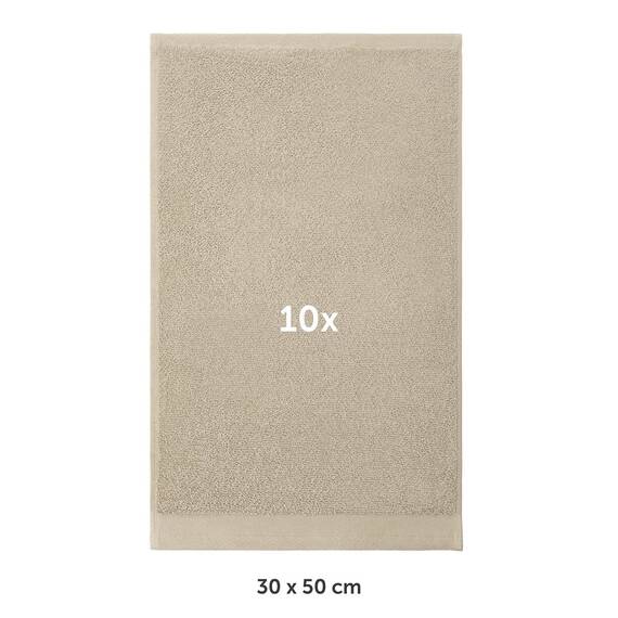 Blumtal Premium Frottier Gästehandtücher Set 10 teilig 100% Baumwolle - Oeko-TEX zertifiziertes Gästehandtuch 10x (30x50 cm) - saugstarkes Gästetücher Set waschbar °60 - Handtücher Beige/Taupe
