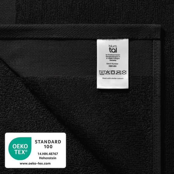 Blumtal Premium Frottier Gästehandtücher Set 12 teilig 100% Baumwolle - Oeko-TEX zertifiziertes Gästehandtuch 12x (30x30 cm) - Ultra saugstarkes Gästetücher Set waschbar °60 - Handtücher Schwarz