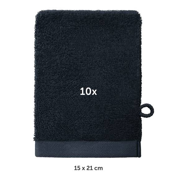 Blumtal Premium Frottier Waschlappen Set 10 teilig 100% Baumwolle - Oeko-TEX zertifizierte Waschlappen 10x (15x20 cm) - Ultra saugstarkes Frottier Seiftücher Set waschbar °60 - Seiflappen Dunkelblau