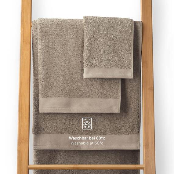 Blumtal Premium Frottier Handtücher Set 4 teilig 100% Baumwolle - Oeko-TEX zertifiziertes Badetuch 2X (70x140 cm) + Towel 4X (50x100 cm) - saugstarkes Frottiertücher Set - Handtücher Beige/Taupe