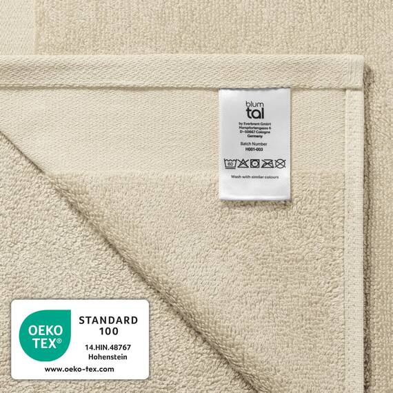 Blumtal Premium Frottier Handtücher Set 4 teilig 100% Baumwolle - Oeko-TEX zertifiziertes Badetuch 2X (70x140 cm) + Towel 2X (50x100 cm) - Ultra saugstarke Frottiertücher - Handtücher Set Beige