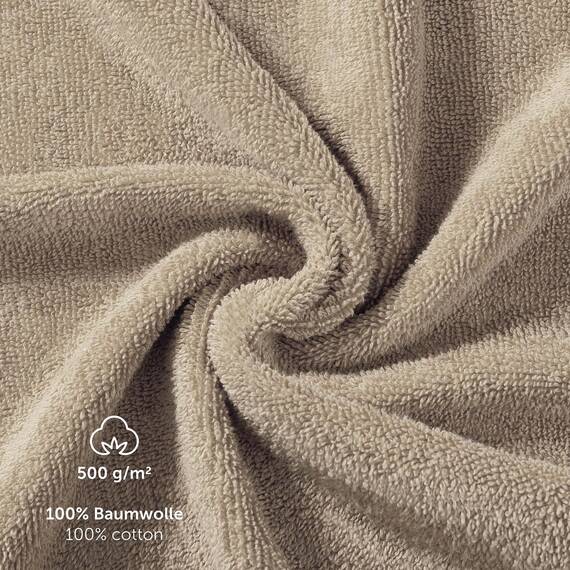 Blumtal Premium Frottier Handtücher Set 4 teilig 100% Baumwolle - Oeko-TEX zertifiziertes Badetuch 2X (70x140 cm) + Towel 4X (50x100 cm) - saugstarkes Frottiertücher Set - Handtücher Beige/Taupe