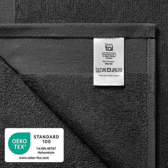 Blumtal Premium Frottier Handtücher Set 2 teilig 100% Baumwolle - Oeko-TEX zertifiziertes Towel 2X (50x100 cm) - Ultra saugstarkes Frottier Handtücher Set waschbar °60 - Handtücher Anthrazit