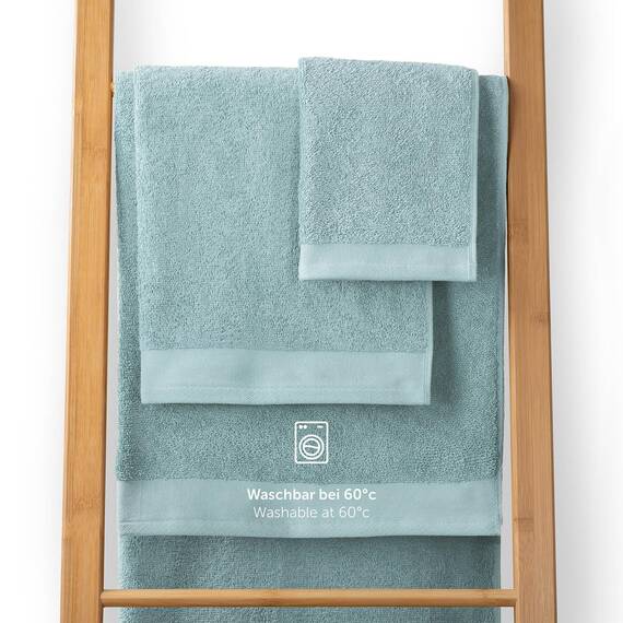 Blumtal Premium Frottier Handtücher Set 4 teilig 100% Baumwolle - Oeko-TEX zertifiziertes Badetuch 2X (70x140 cm) + Towel 4X (50x100 cm) - saugstarkes Frottiertücher Set - Handtücher Blau Hell