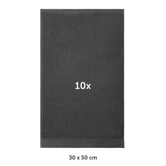 Blumtal Premium Frottier Gästehandtücher Set 10 teilig 100% Baumwolle - Oeko-TEX zertifiziertes Gästehandtuch 10x (30x50 cm) - Ultra saugstarkes Gästetücher Set waschbar °60 - Handtücher Anthrazit