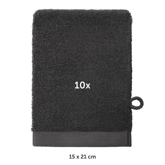 Blumtal Premium Frottier Waschlappen Set 10 teilig 100% Baumwolle - Oeko-TEX zertifizierte Waschlappen 10x (15x20 cm) - Ultra saugstarkes Frottier Seiftücher Set waschbar °60 - Seiflappen Anthrazit