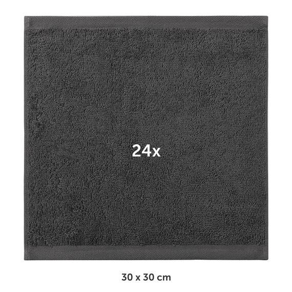 Blumtal Premium Frottier Gästehandtücher Set 24 teilig 100% Baumwolle - Oeko-TEX zertifiziertes Gästehandtuch 24x (30x30 cm) - Ultra saugstarkes Gästetücher Set waschbar °60 - Handtücher Anthrazit