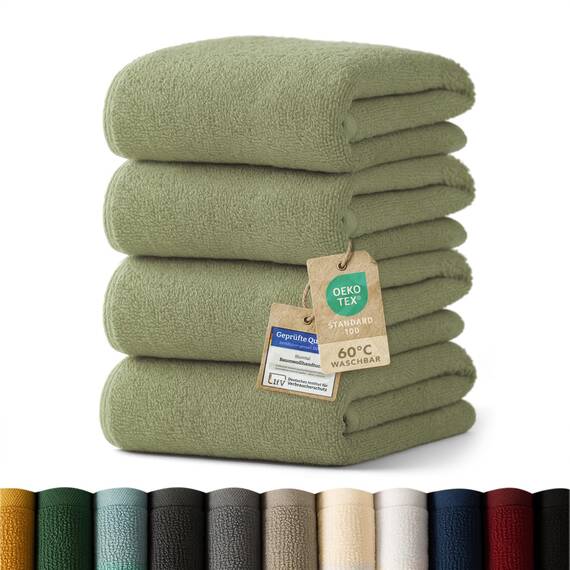Blumtal Premium Frottier Handtücher Set 4 teilig 100% Baumwolle - Oeko-TEX zertifiziertes Towel 4X (50x100 cm) - Ultra saugstarkes Frottier Handtücher Set waschbar °60 - Towel - Handtuch Grün